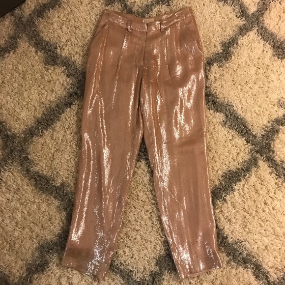 NWOT Size 2 Rose Gold Shimmer High Waste Ankle Cut - Picture 1 of 4